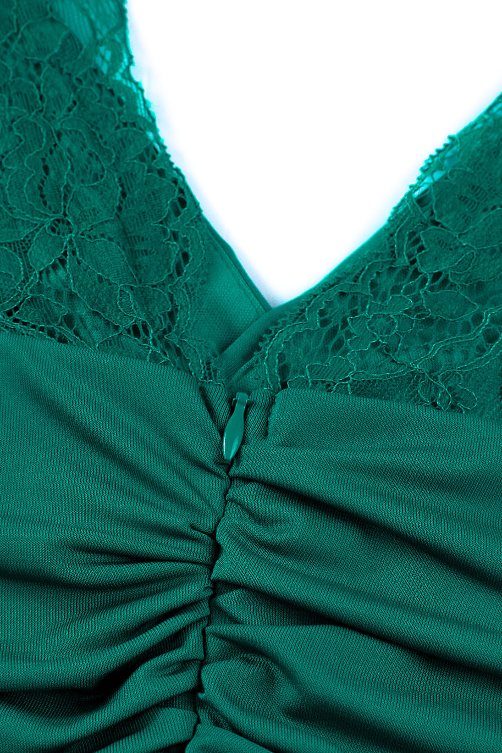 V Neck Zip Backless Lace Splicing Side Split Maxi Dress