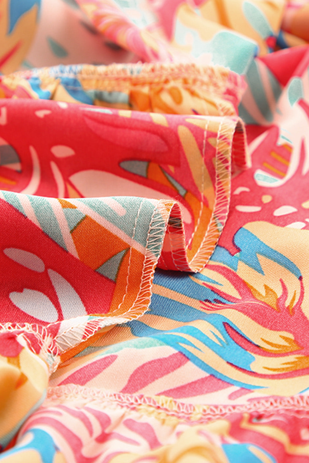 Vibrant Tropical Print Smocked Ruffle Tiered Maxi Dress