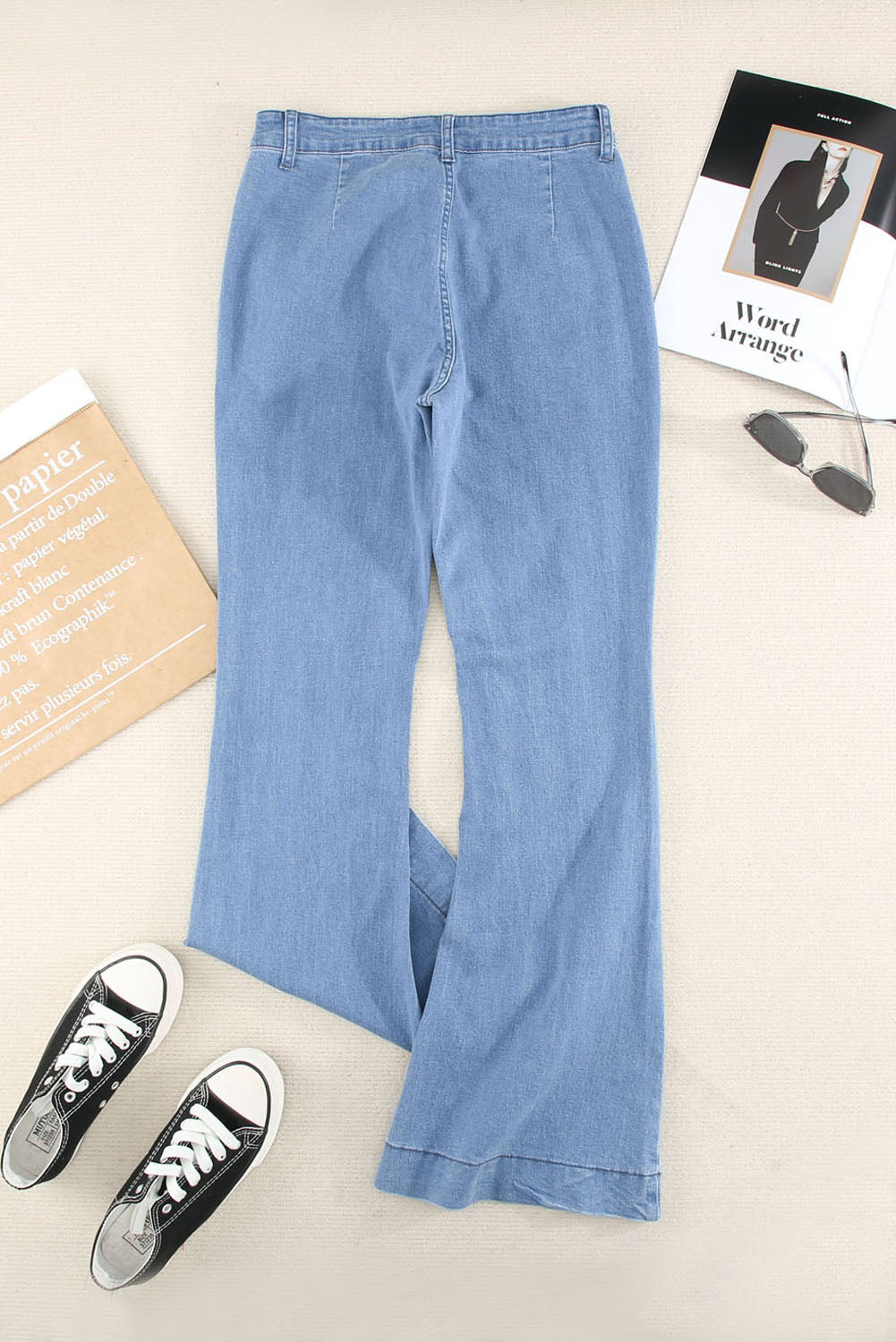 Vintage Casual Pocket Flared Jeans