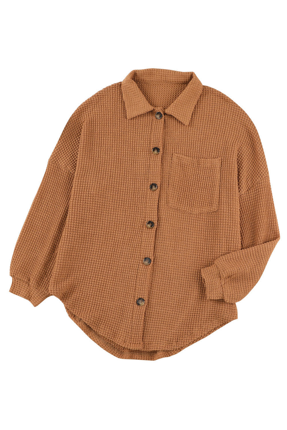 Waffle Knit Button Up Casual Shirt