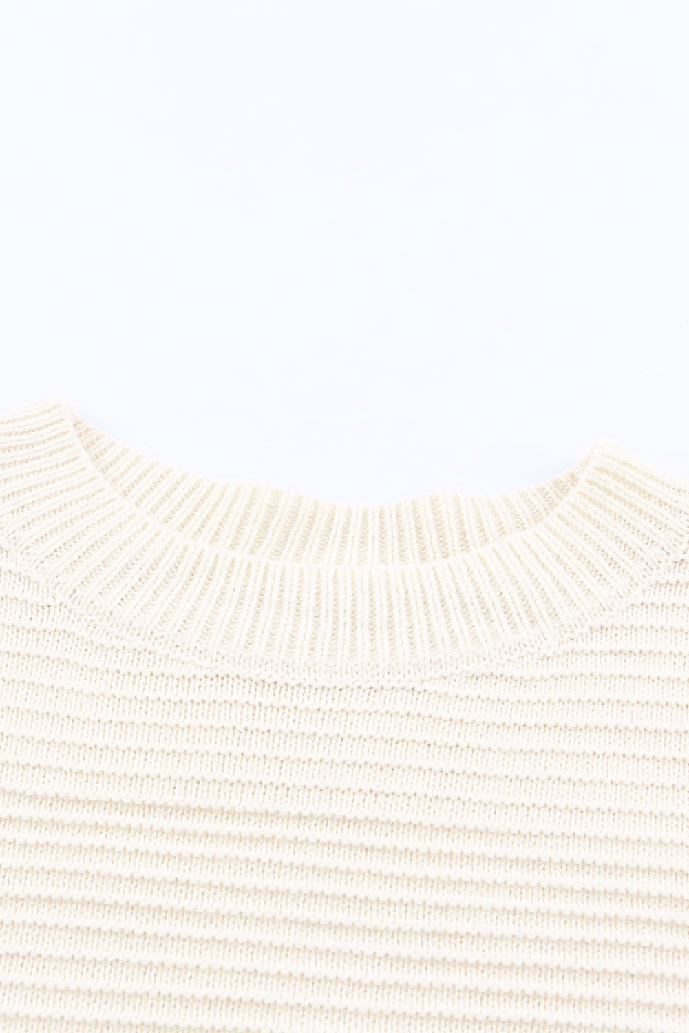 White Buttoned Shoulder Drop Shoulder Striped Sweater