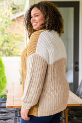 White Color Block Knitted Open Front Plus Size Cardigan