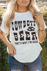 White Cow Boys & Beers Letters Graphic T-Shirt