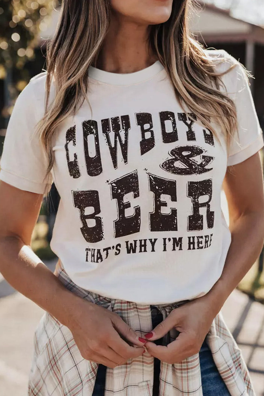 White Cow Boys & Beers Letters Graphic T-Shirt