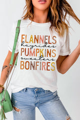 White Flannels Pumpkins Bonfires Letter Graphic Tee