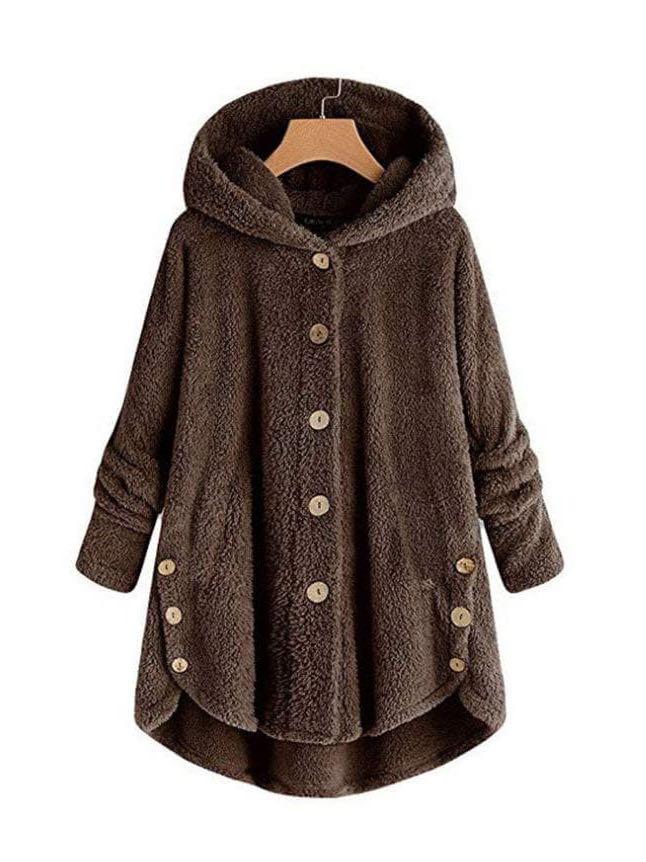 Women Loose Furry Hooded Winter Coat