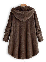 Women Loose Furry Hooded Winter Coat