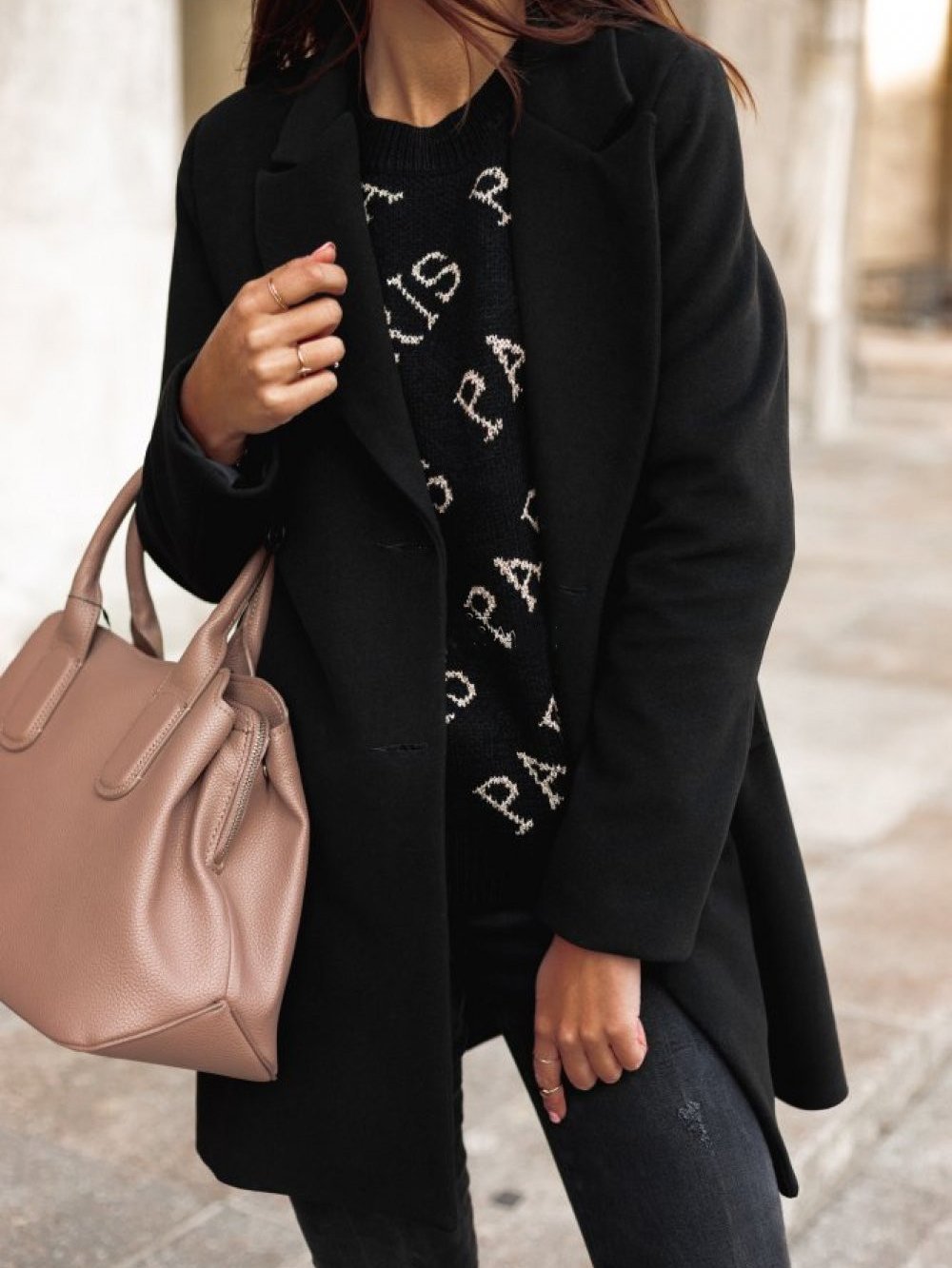 Women's Coats Buttoned Lapel Long Sleeve Woolen Coat