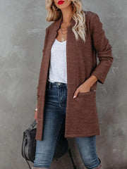 Women's Coats Fashion Long Sleeve Zip Pocket Cardigan Coat