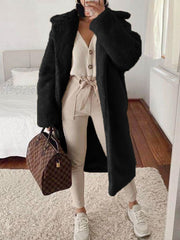 Women's Coats Fashion Loose Lapel Faux Fur Long Sleeve Long Coat