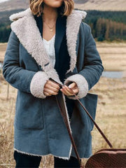 Women's Coats Lapel Long Sleeve Pocket Plush Coats