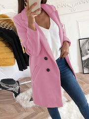 Women's Coats Lapel Mid-Length Double-Breasted Woolen Coat