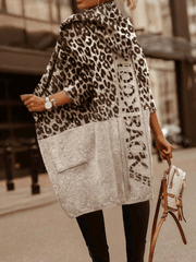 Women's Coats Lazy Style Loose Long Sleeve Leopard Woolen Coat