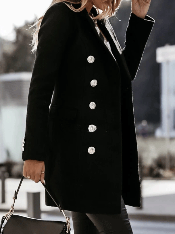 Women's Coats Long Sleeve Lapel Double-Breasted Woolen Coat