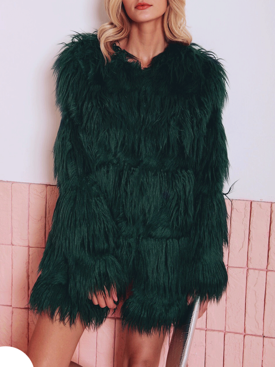Women's Coats Long Sleeve Mid-Length Fur Coat