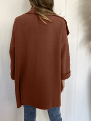 Women's Coats Solid Lapel Pocket Long Sleeve Coat