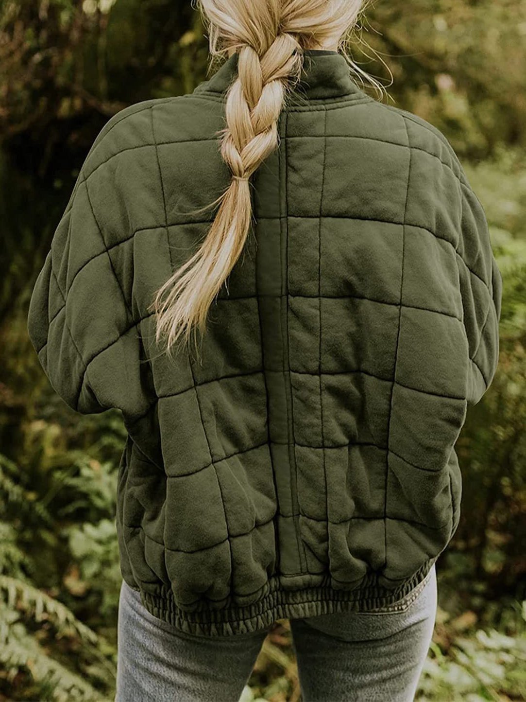Women's Coats Zipper Pocket Long Sleeve Stand Collar Cotton Coat