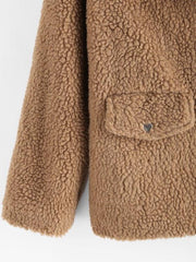 Zip Up Flap Pocket Teddy Coat