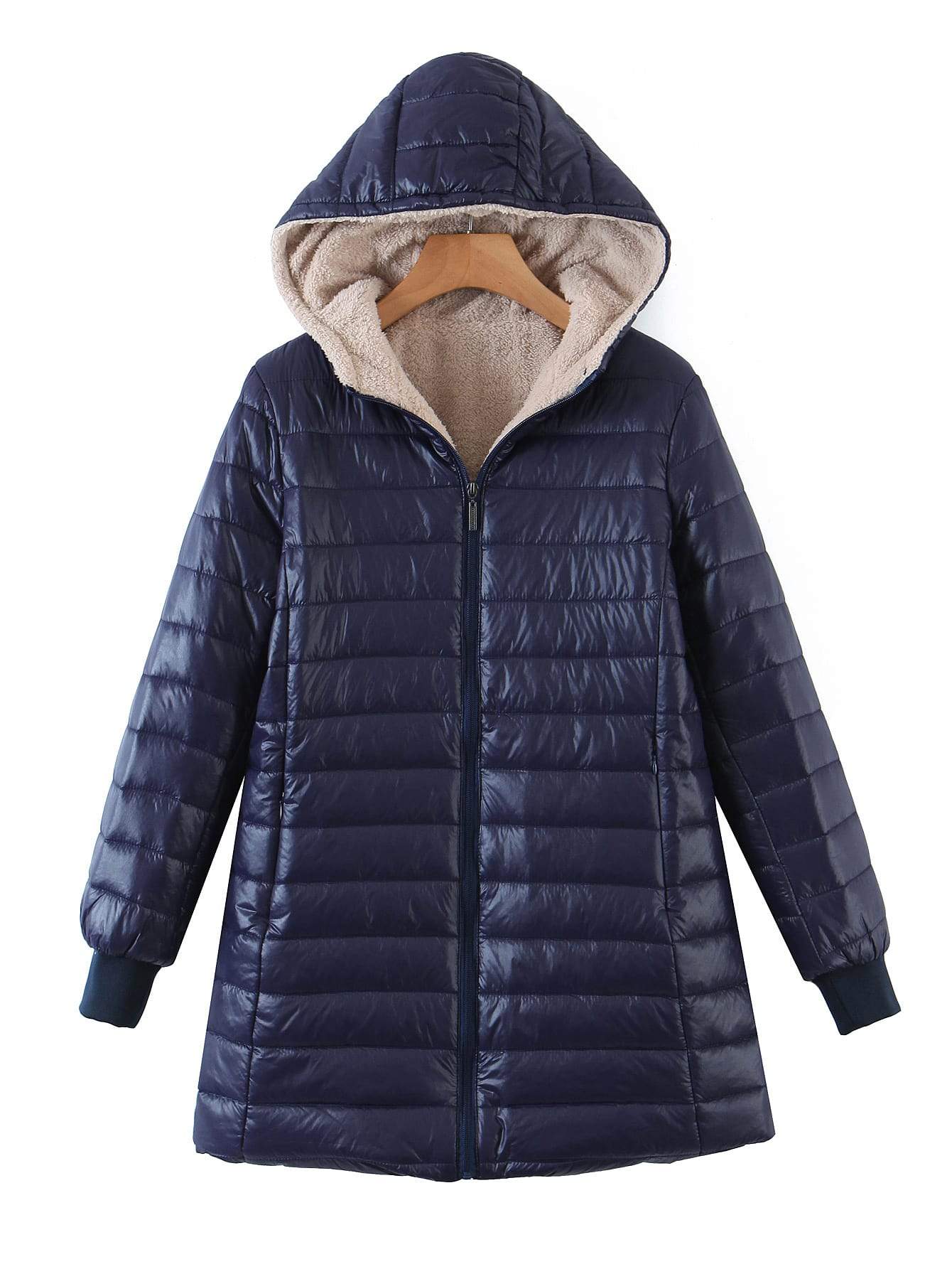 Zip Up Teddy Lined Hooded Padded Coat